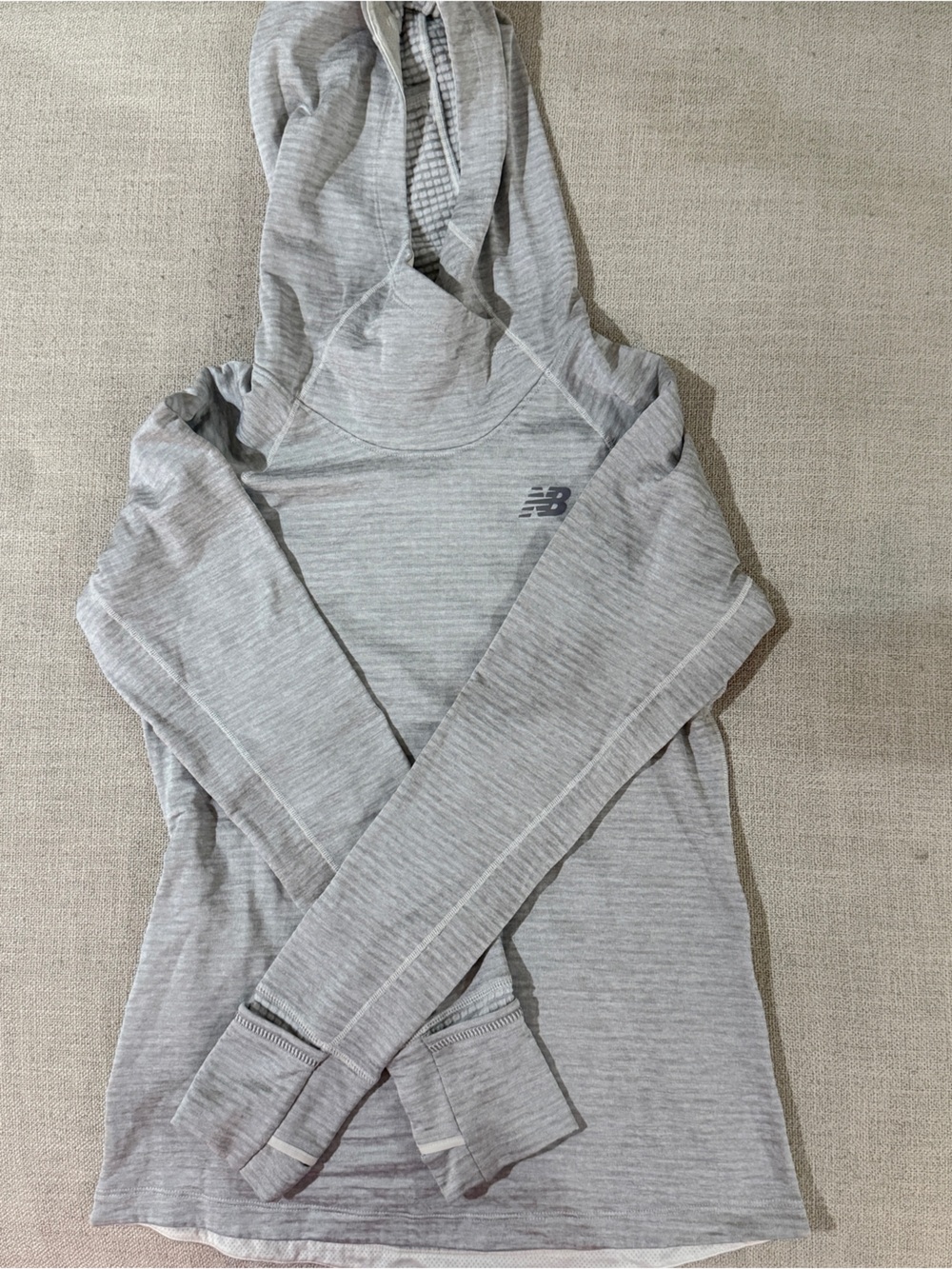 New Balance Women's Light Gray Hooded Long Sleeve Top